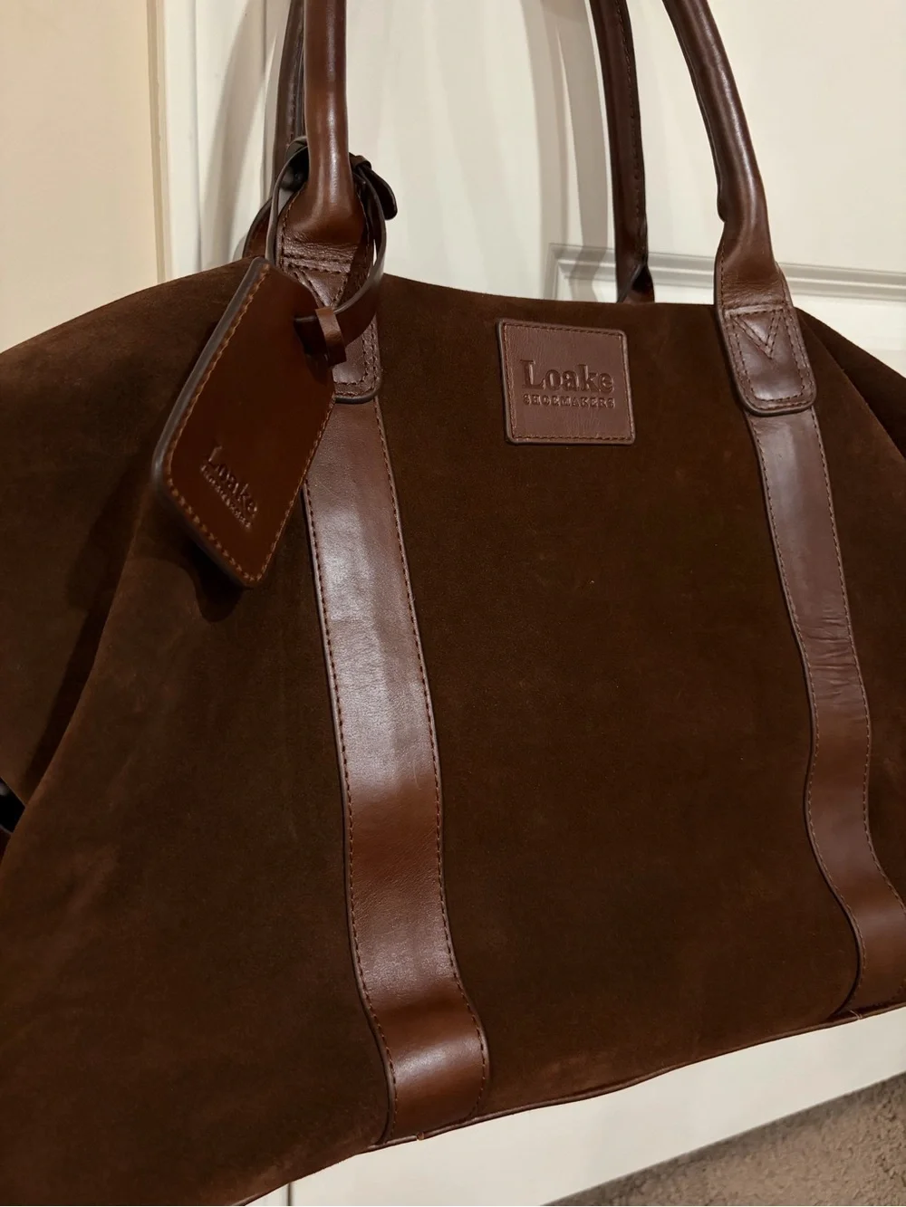 Loake Dark Brown Suede & Leather Travel Duffel